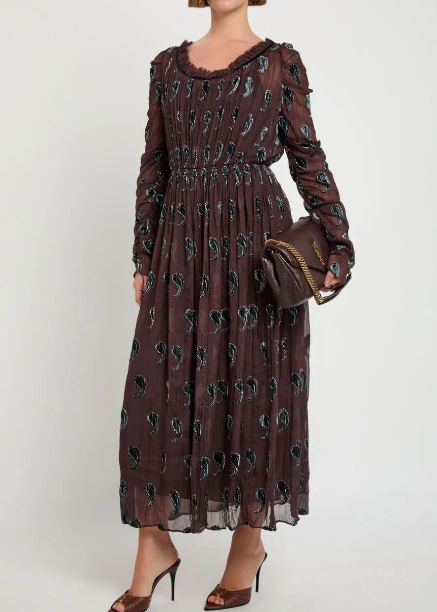Paisley-devoré silk-blend midi dress