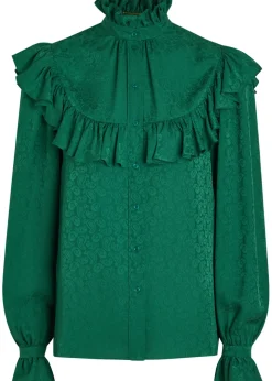 Paisley-jacquard silk blouse