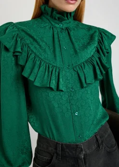 Paisley-jacquard silk blouse