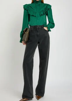 Paisley-jacquard silk blouse