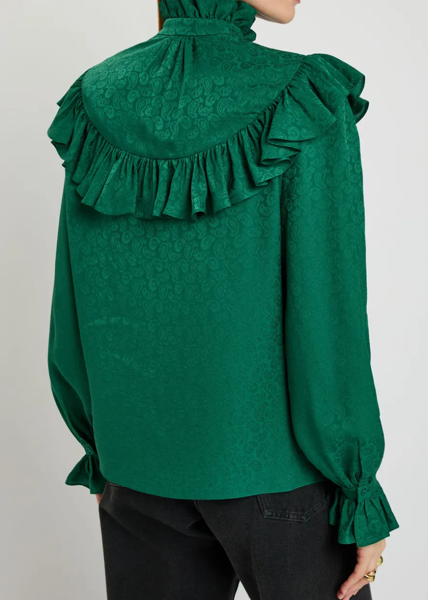 Paisley-jacquard silk blouse