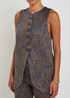 Paisley-jacquard woven vest