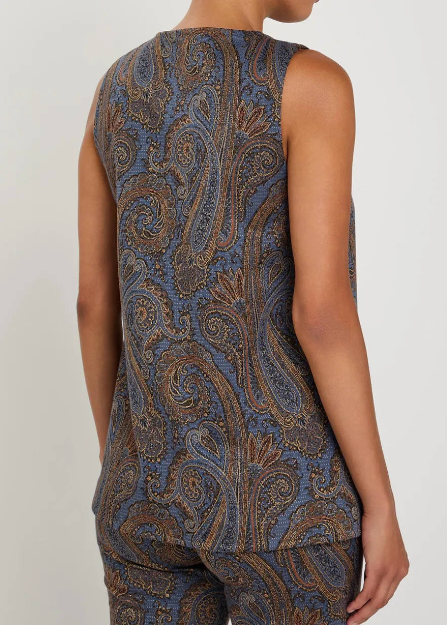 Paisley-jacquard woven vest