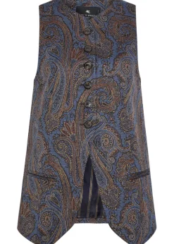 Paisley-jacquard woven vest