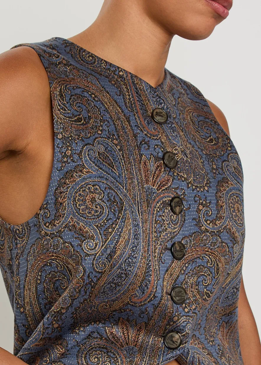 Paisley-jacquard woven vest
