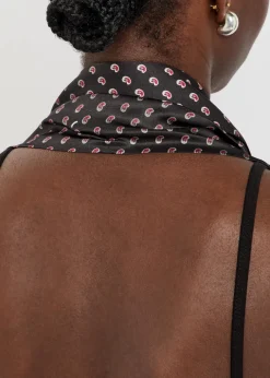 Paisley-print backless satin top