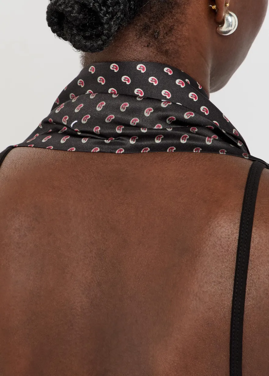 Paisley-print backless satin top