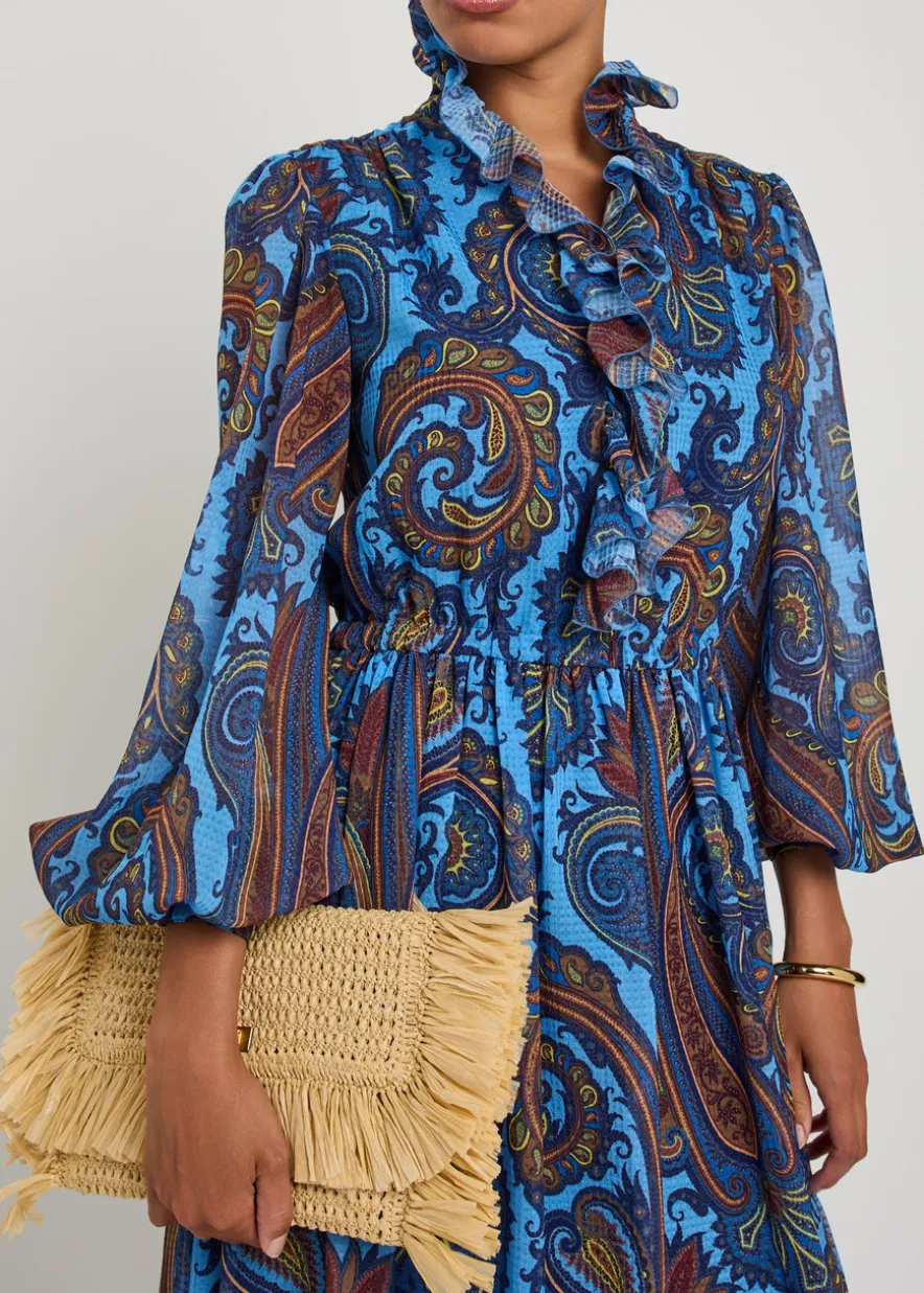 Paisley-print ruffled chiffon maxi dress