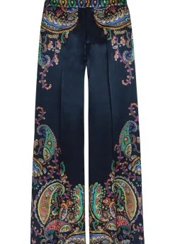 Paisley-print satin trousers