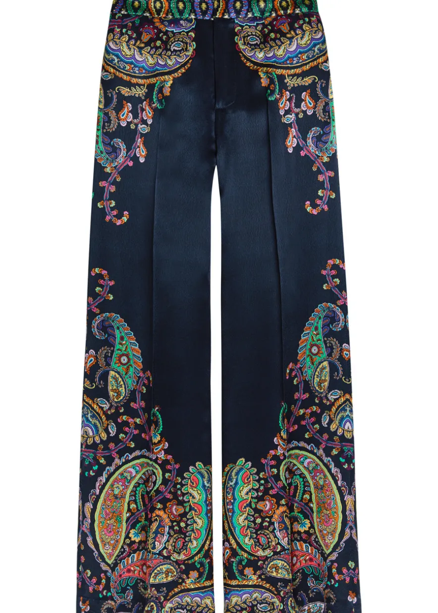 Paisley-print satin trousers