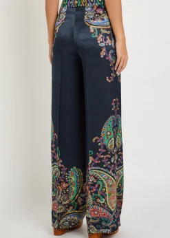 Paisley-print satin trousers