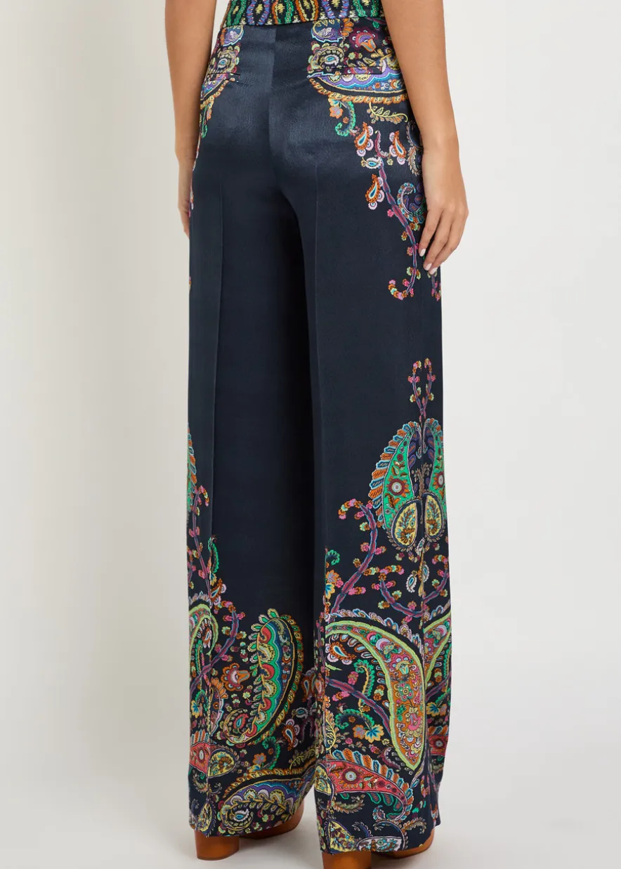 Paisley-print satin trousers