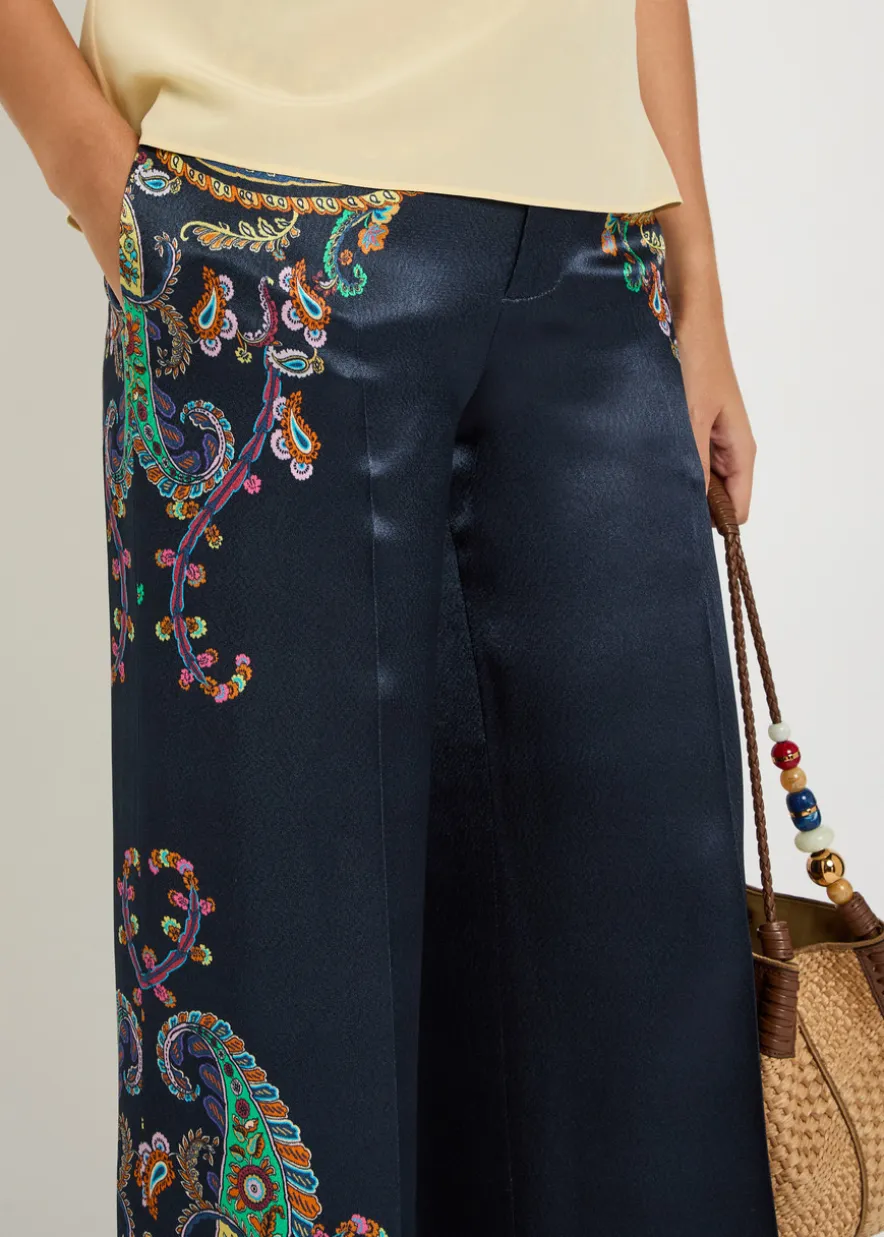 Paisley-print satin trousers