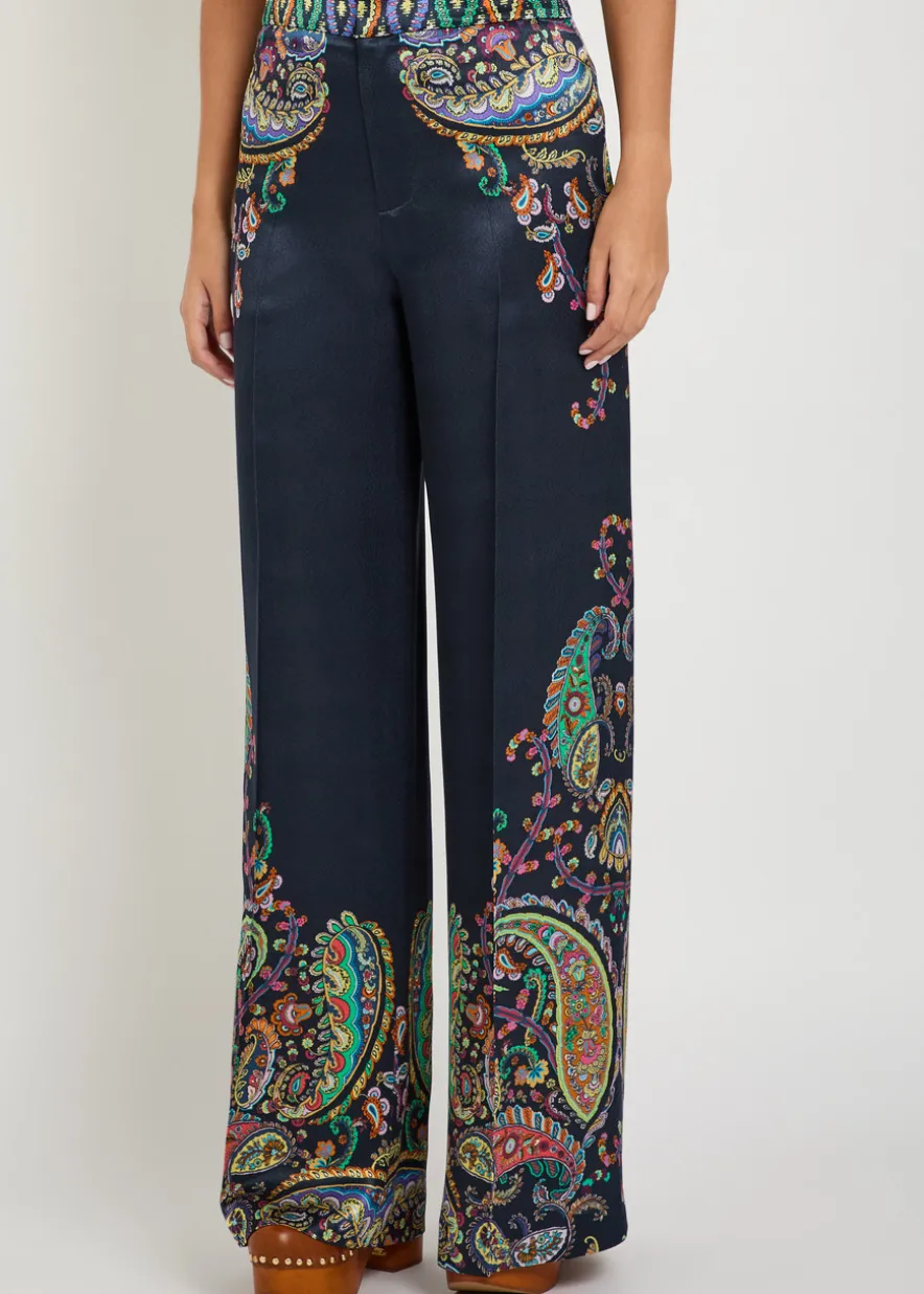 Paisley-print satin trousers