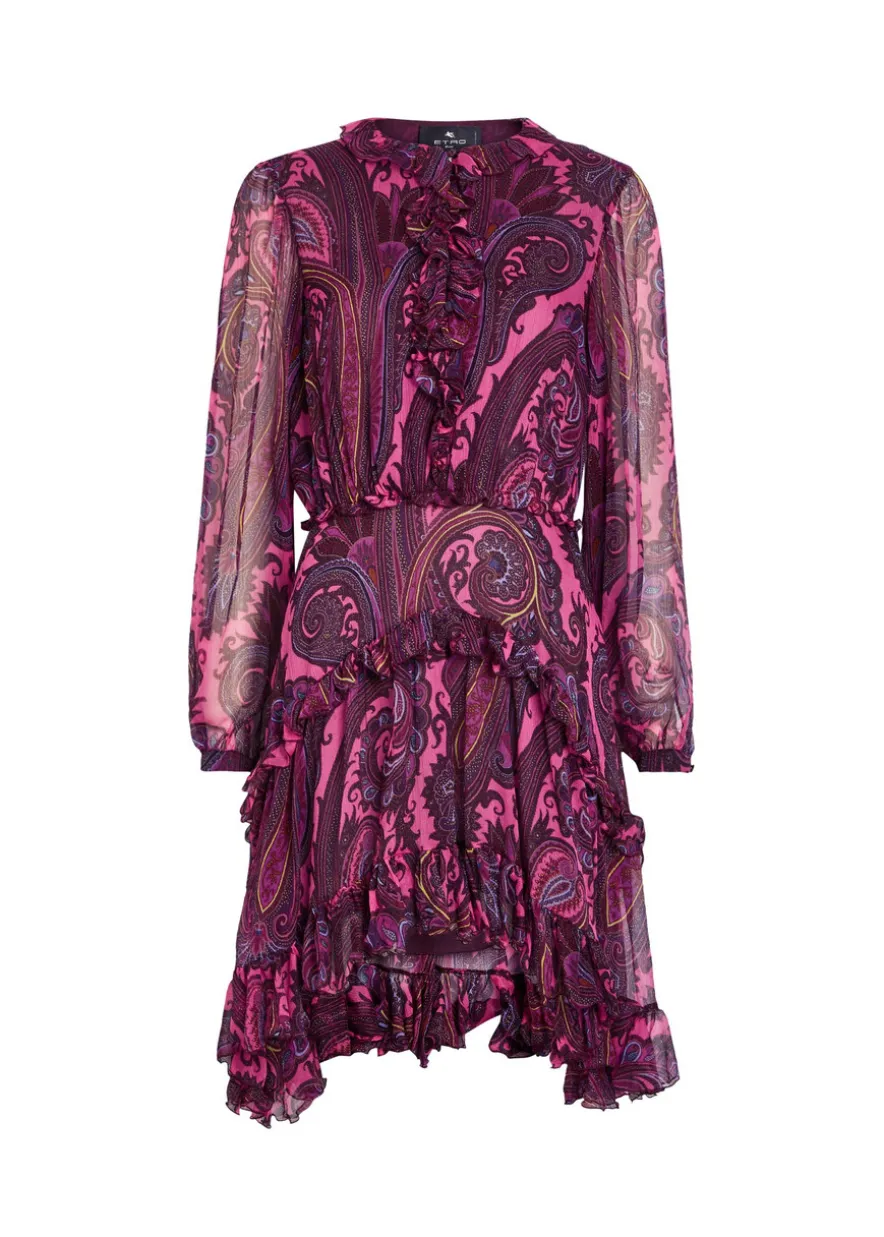 Paisley-print silk-chiffon mini dress