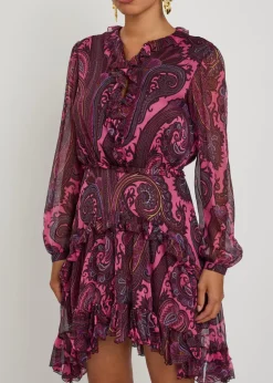 Paisley-print silk-chiffon mini dress