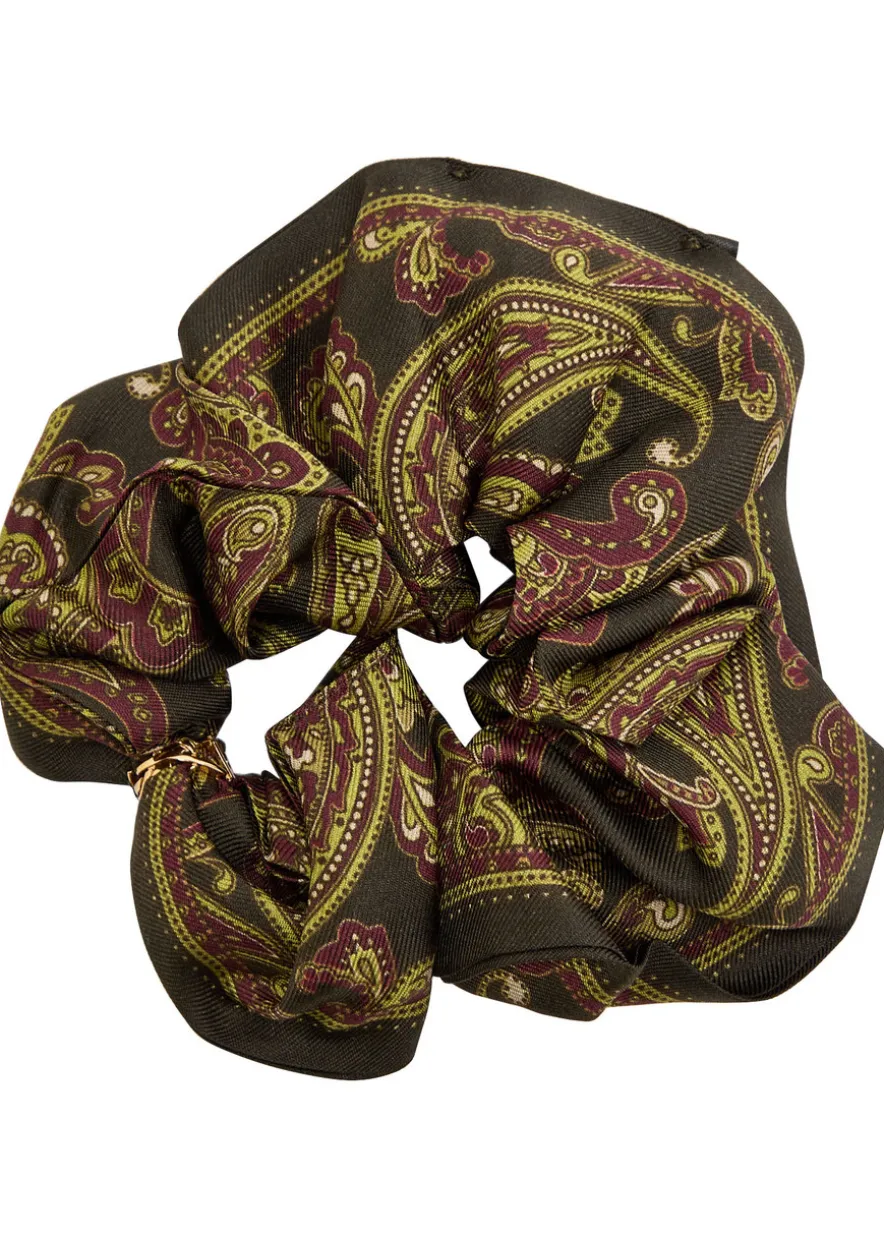 Paisley-print silk scrunchie