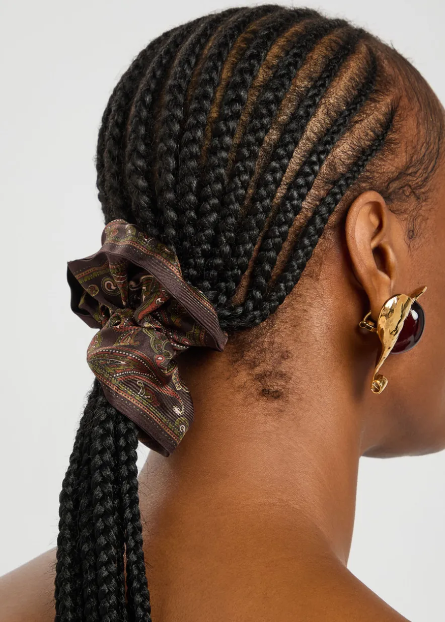 Paisley-print silk scrunchie
