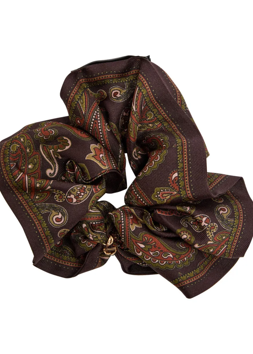 Paisley-print silk scrunchie