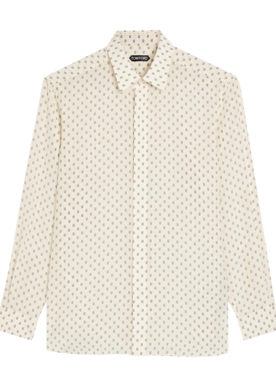 Paisley-print silk shirt