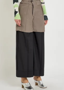 Palindrome wide-leg wool-blend trousers