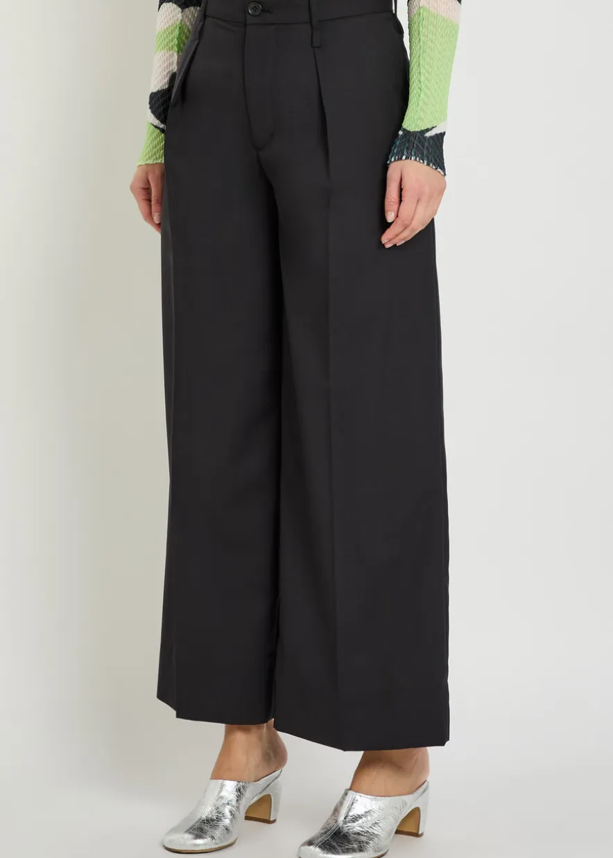 Palindrome wide-leg wool-blend trousers