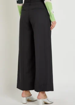 Palindrome wide-leg wool-blend trousers