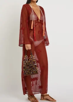 Palm Veil embroidered cotton-blend maxi dress