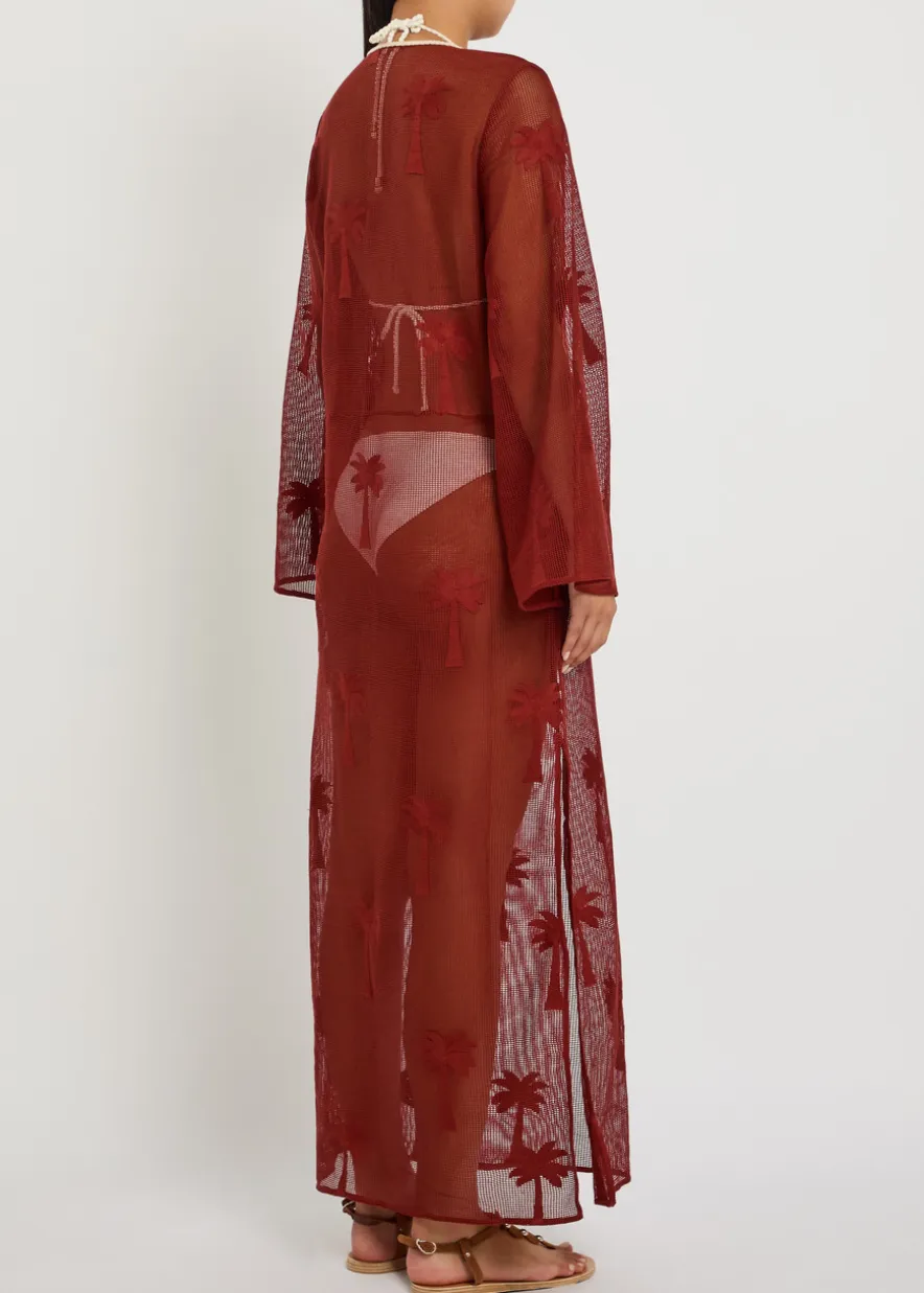 Palm Veil embroidered cotton-blend maxi dress