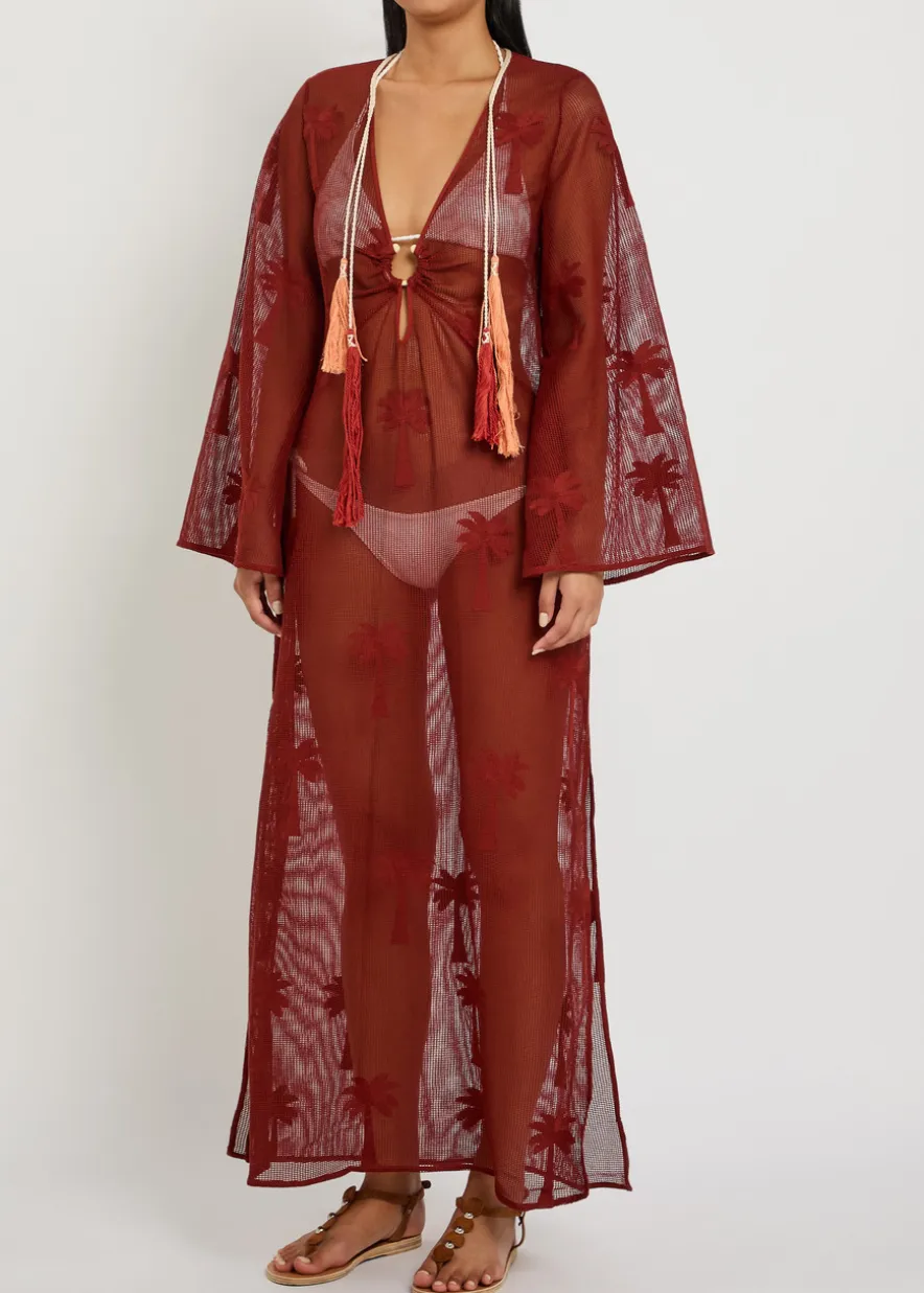 Palm Veil embroidered cotton-blend maxi dress