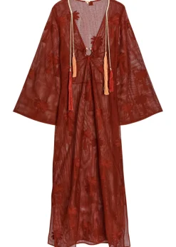 Palm Veil embroidered cotton-blend maxi dress