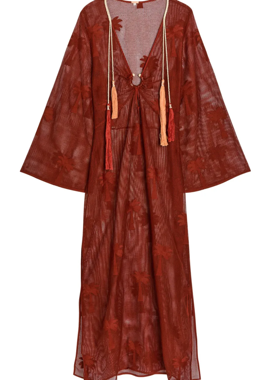 Palm Veil embroidered cotton-blend maxi dress