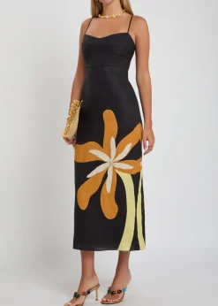 Paloma floral-print linen midi dress