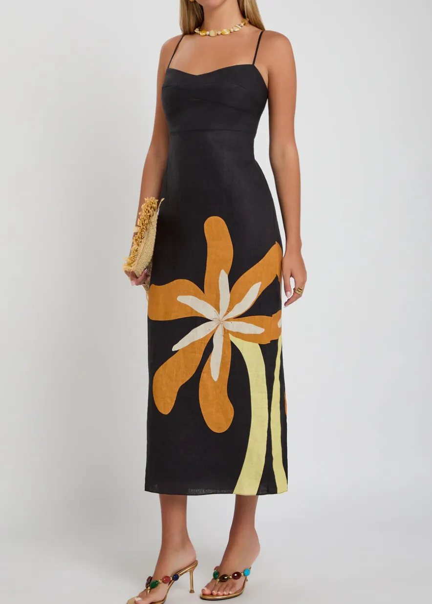 Paloma floral-print linen midi dress