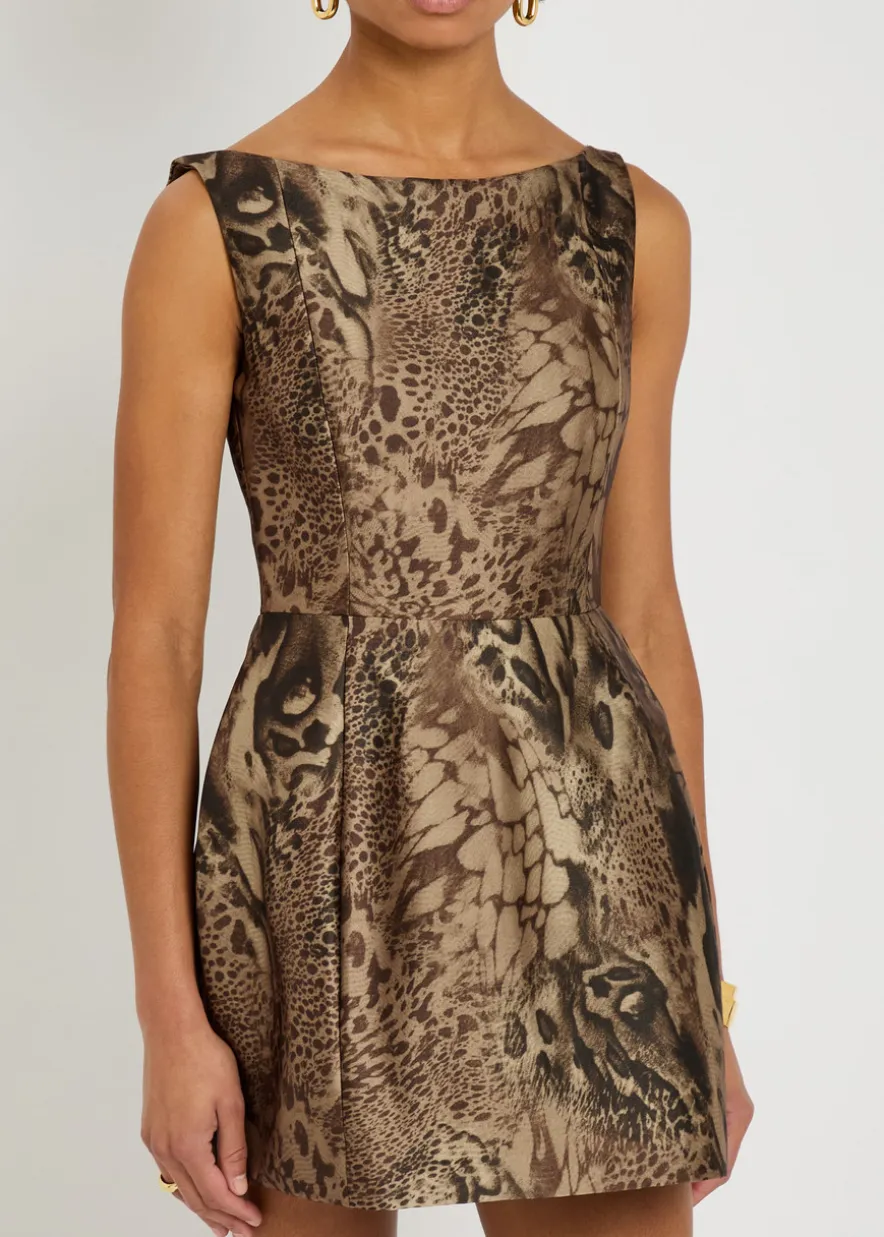 Pampero leopard-print satin-twill mini dress
