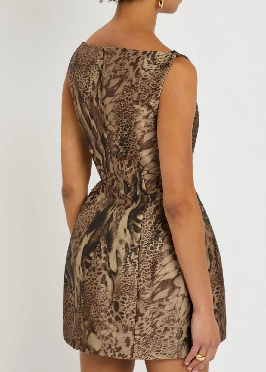 Pampero leopard-print satin-twill mini dress