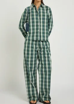 Pan checked cotton-poplin trousers