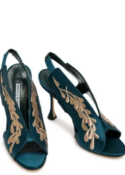 Pancrabonu 105 embroidered satin slingback sandals