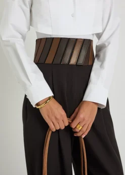 Panelled belted wool trousers