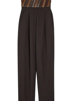 Panelled belted wool trousers
