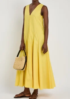 Panelled cotton-poplin maxi dress