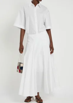 Panelled cotton-poplin maxi skirt