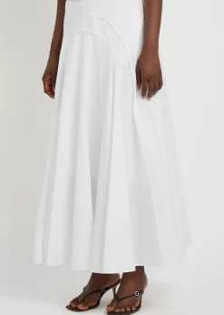 Panelled cotton-poplin maxi skirt
