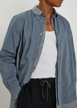 Panelled cotton-poplin shirt