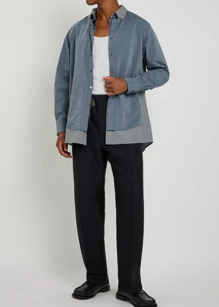 Panelled cotton-poplin shirt