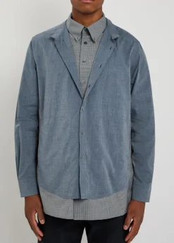 Panelled cotton-poplin shirt