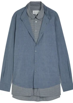 Panelled cotton-poplin shirt