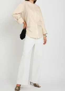 Panelled cotton-poplin shirt