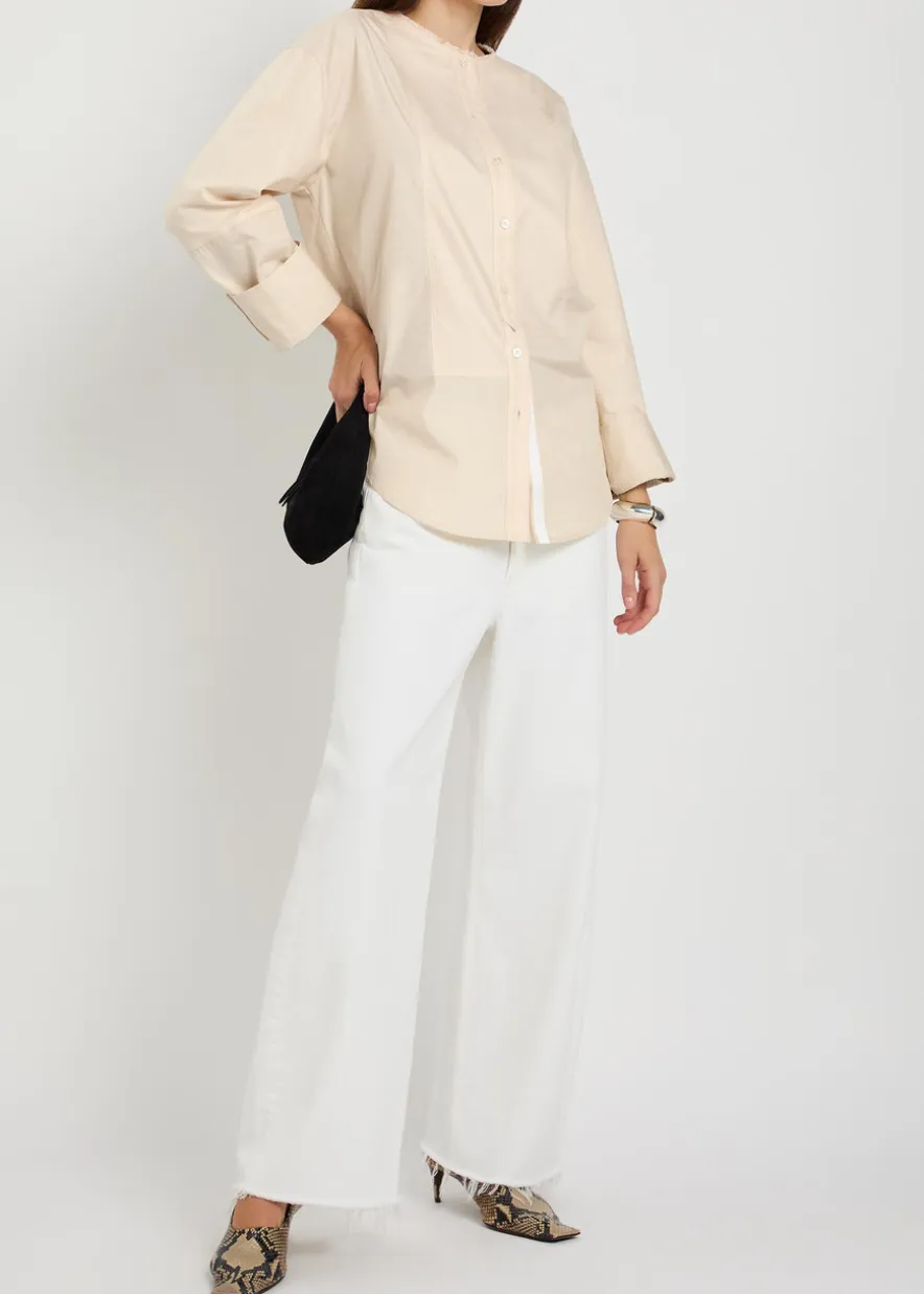Panelled cotton-poplin shirt