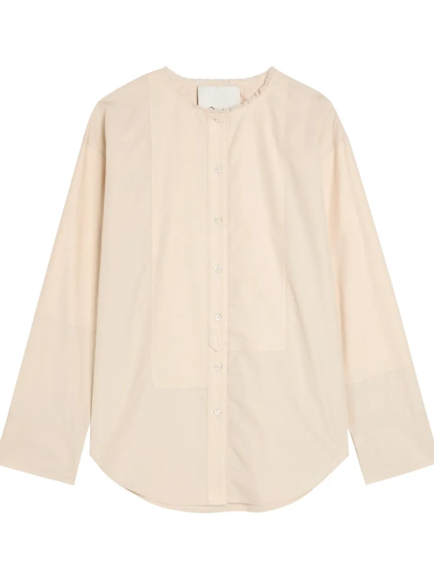 Panelled cotton-poplin shirt